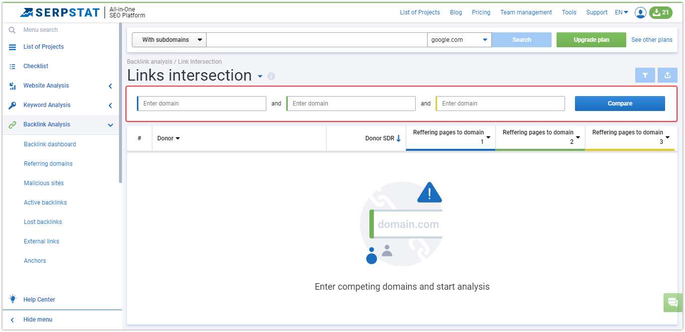 Links Intersection Tool: Find New Growth Points For Link Building 16261788420060 все проверки