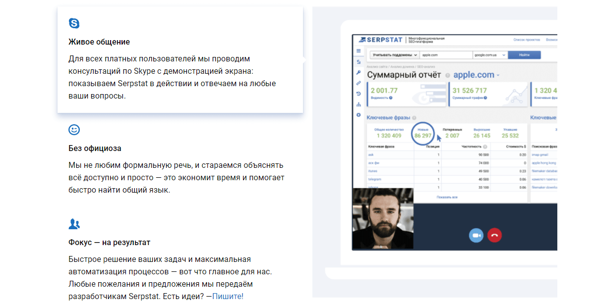 Как связаться с техподдержкой Serpstat