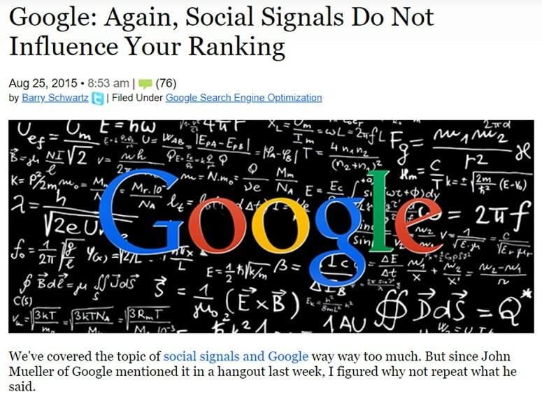 Google statement: Social Signals Do Not Influences Your Ranking