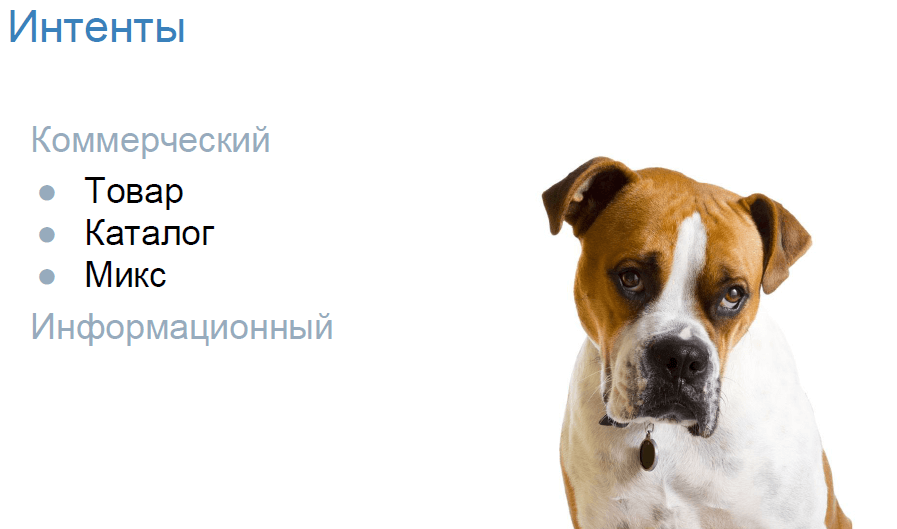 Два типа интента: коммерческий и информационный