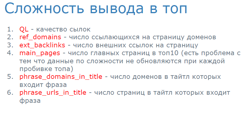 Сложность вывода фразы в топ
