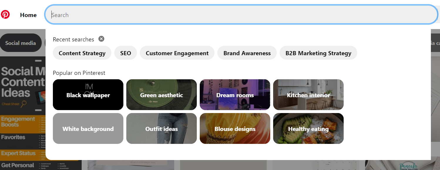 Pinterest search bar. Pinterest as a search engine