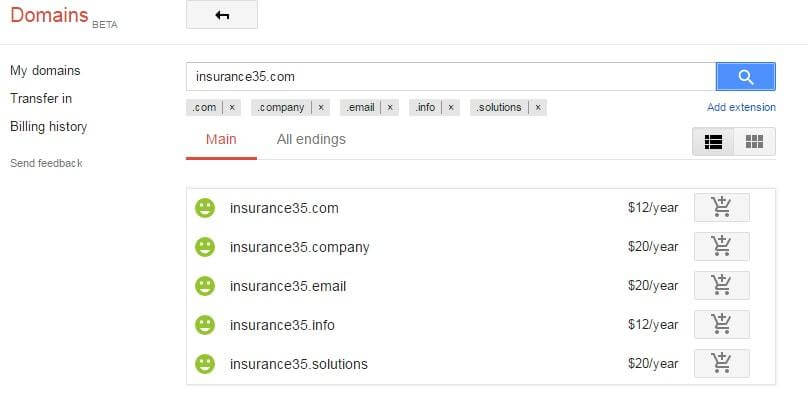 Проверка домена на доступность с помощью Google Domains