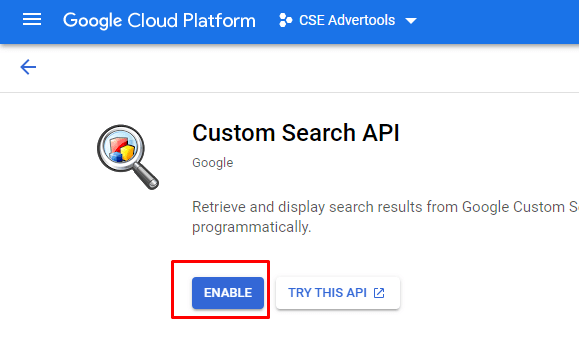 Google Developer Console homepage