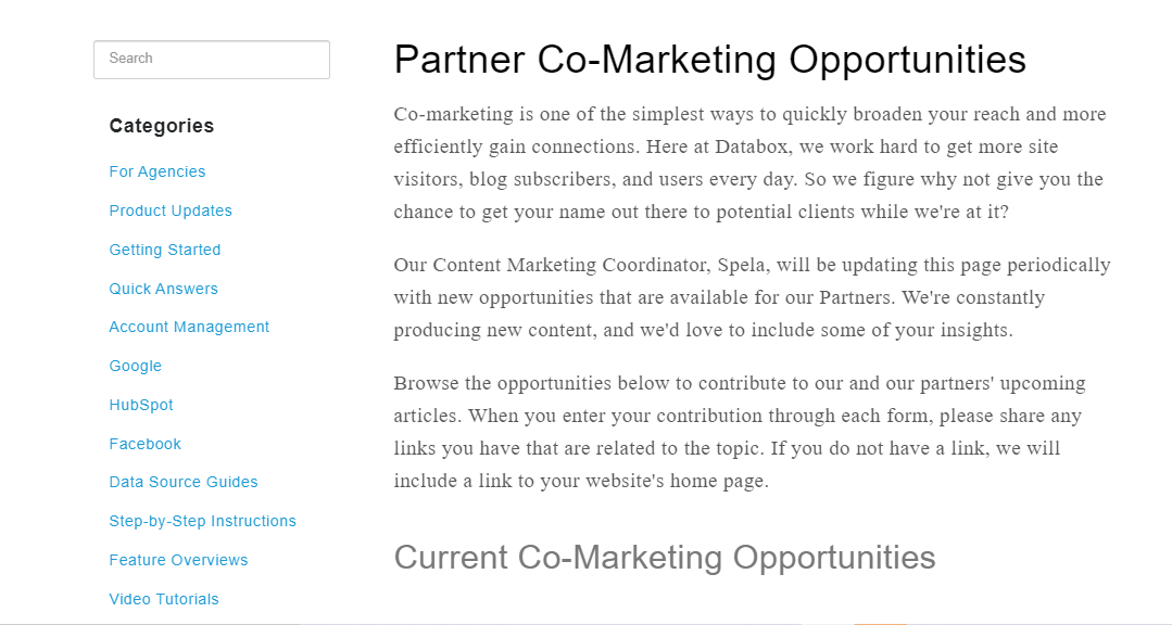 co-marketing opportunities