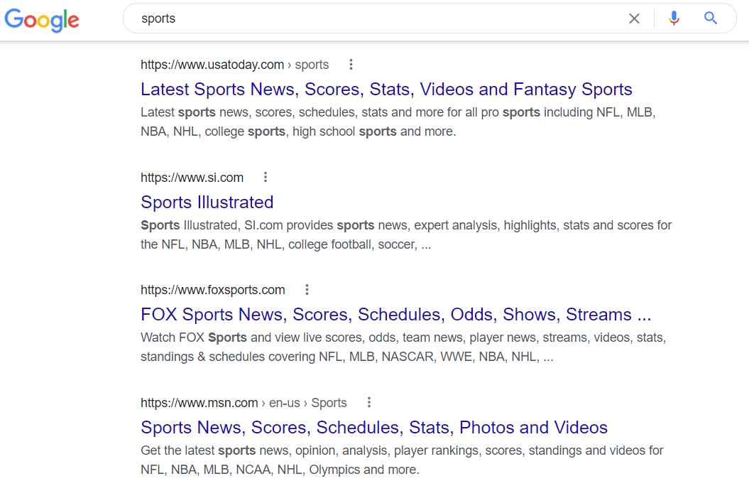 SERP results
