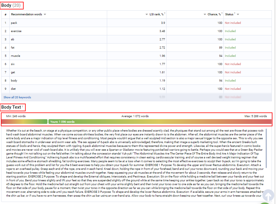 Serpstat's Text Analytics tool