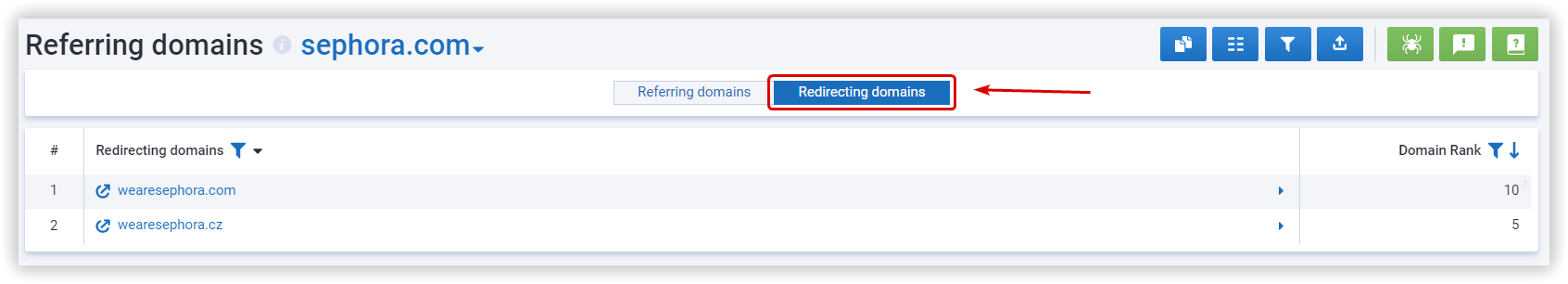 Redirecting domains Serpstat 