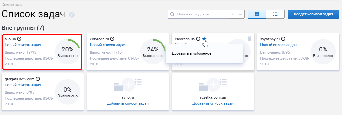 Смотрим отчет по выполненным задачам в чек-листах