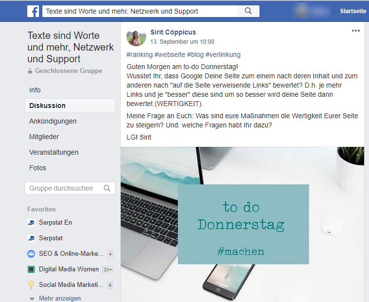 Sozial Media Kanäle für Themensuche