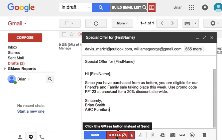 Chrome extension for email marketing