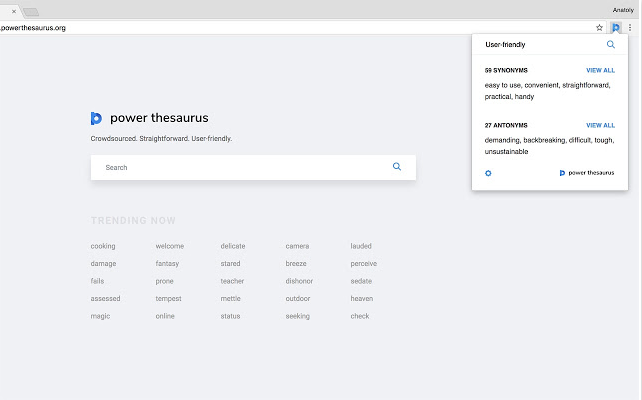 Thesaurus extension for Chrome