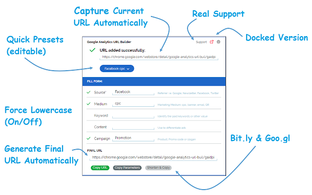 Google Analytics checker Chrome extension for URL building