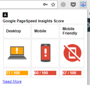 Сервис показывает отчет из Google Page Speed Insights