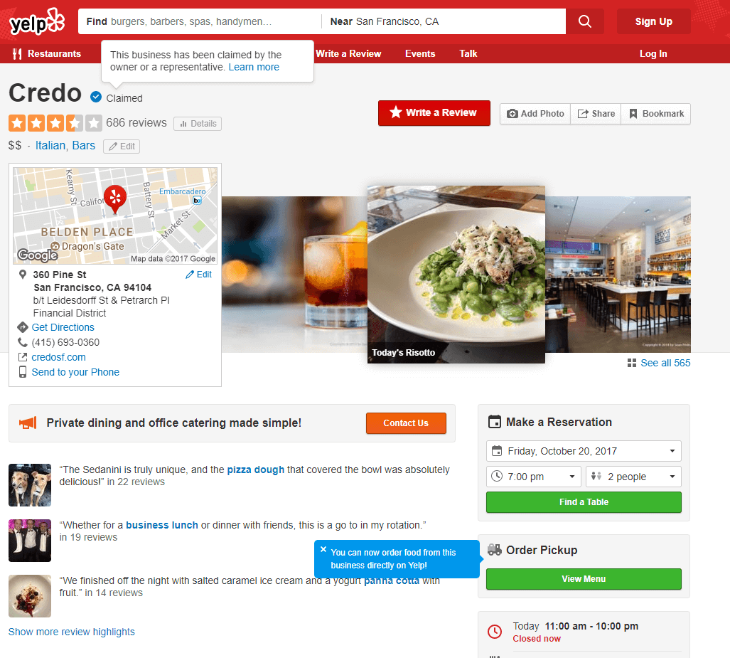 Сервис для линкбилдинга — Yelp