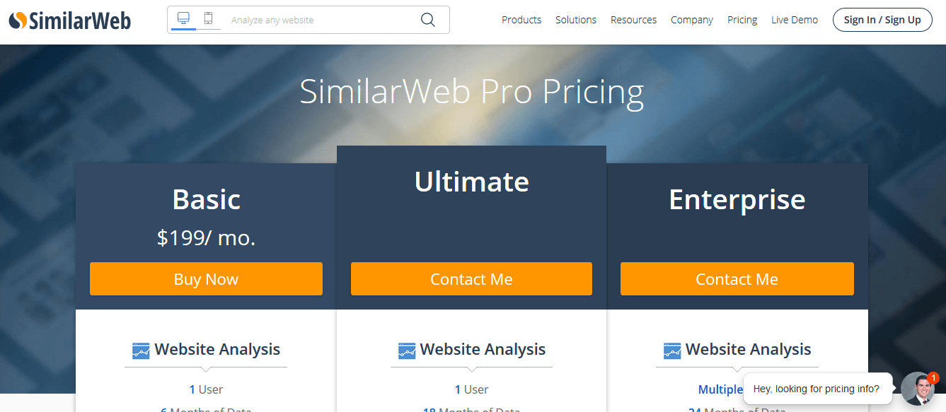 Тарифные планы на анализ трафика в Similar Web