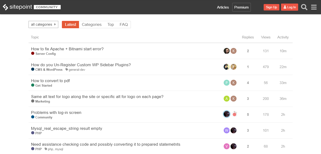 Webmasters forum Sitepoint
