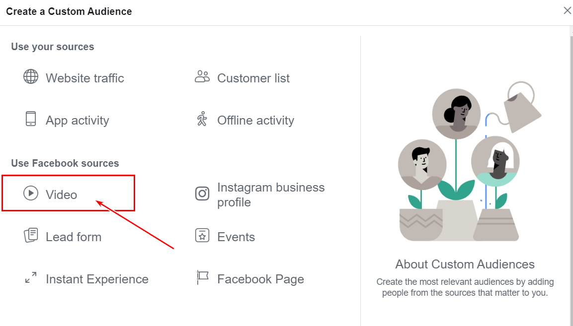 Custom audience in Facebook Ads Manager