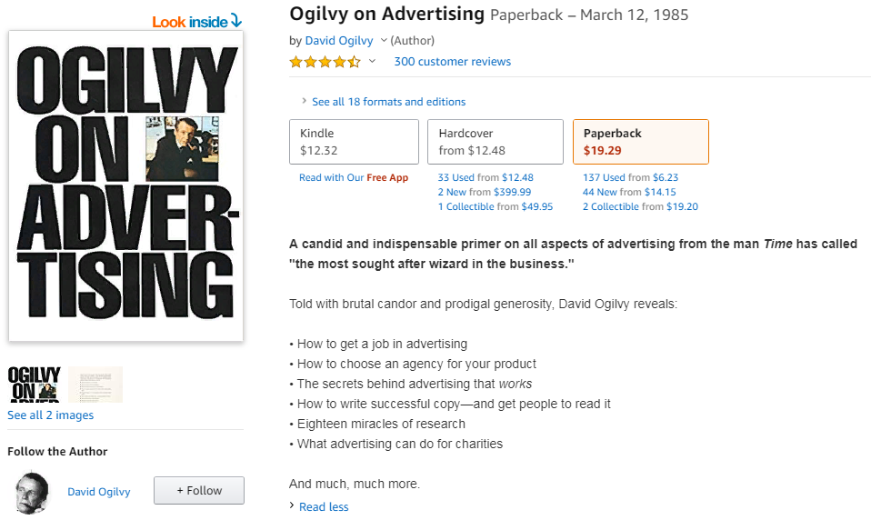 David Oligvy "On advertising" book