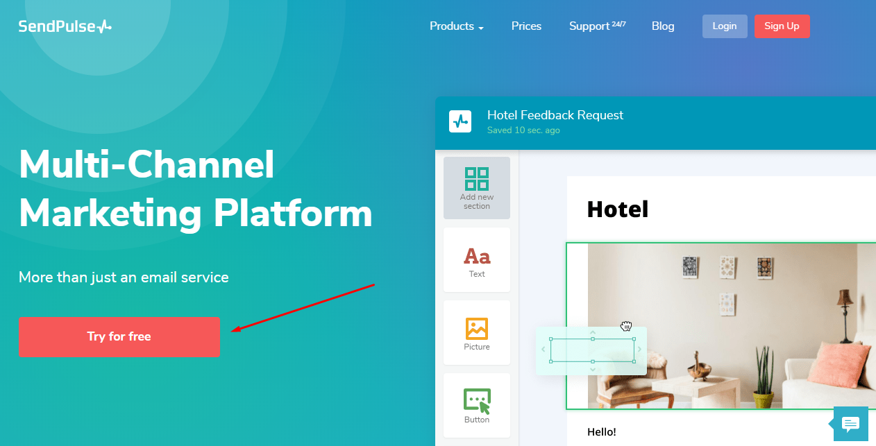 Call-to-action in a landing page
