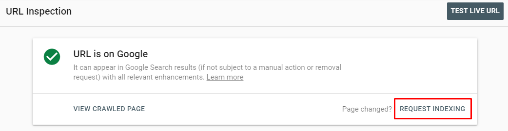 How to index a page in Google Search Console