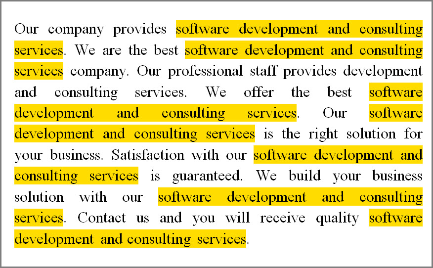 Over-optimized text example