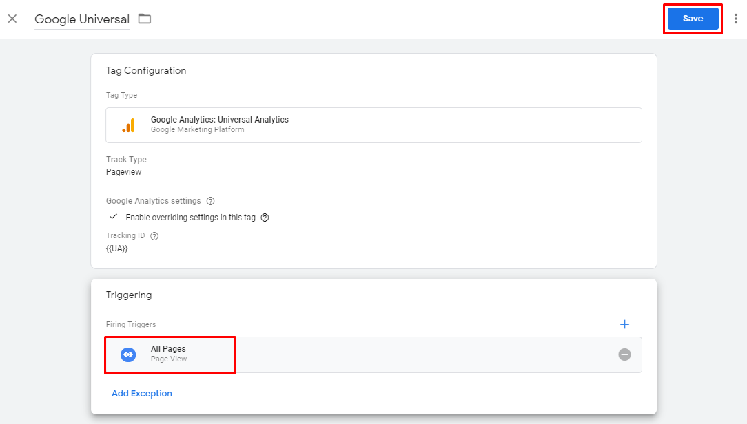 Save Google Tag Manager Tag