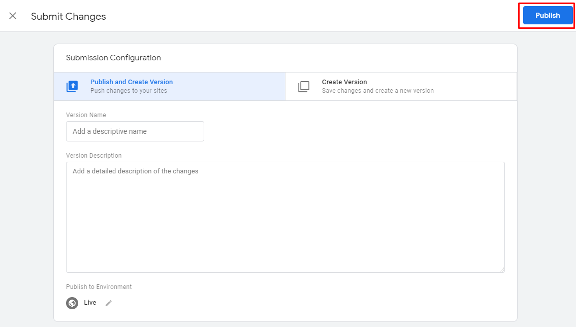 Publish Google Tag Manager Tag