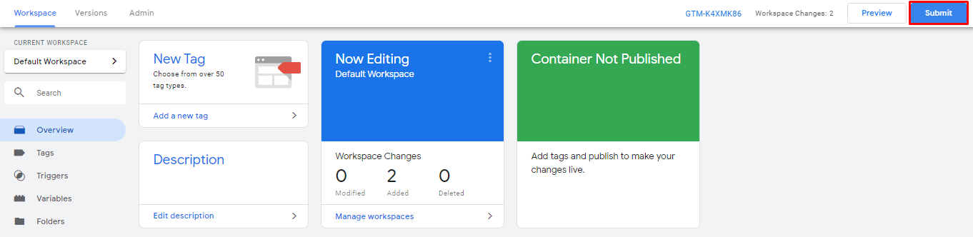 Publish Google Tag Manager container