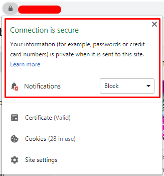 Secure connection in Google Chrome