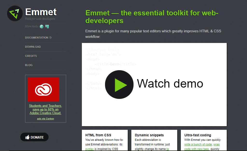 Lorem ipsum generation plugin Emmet