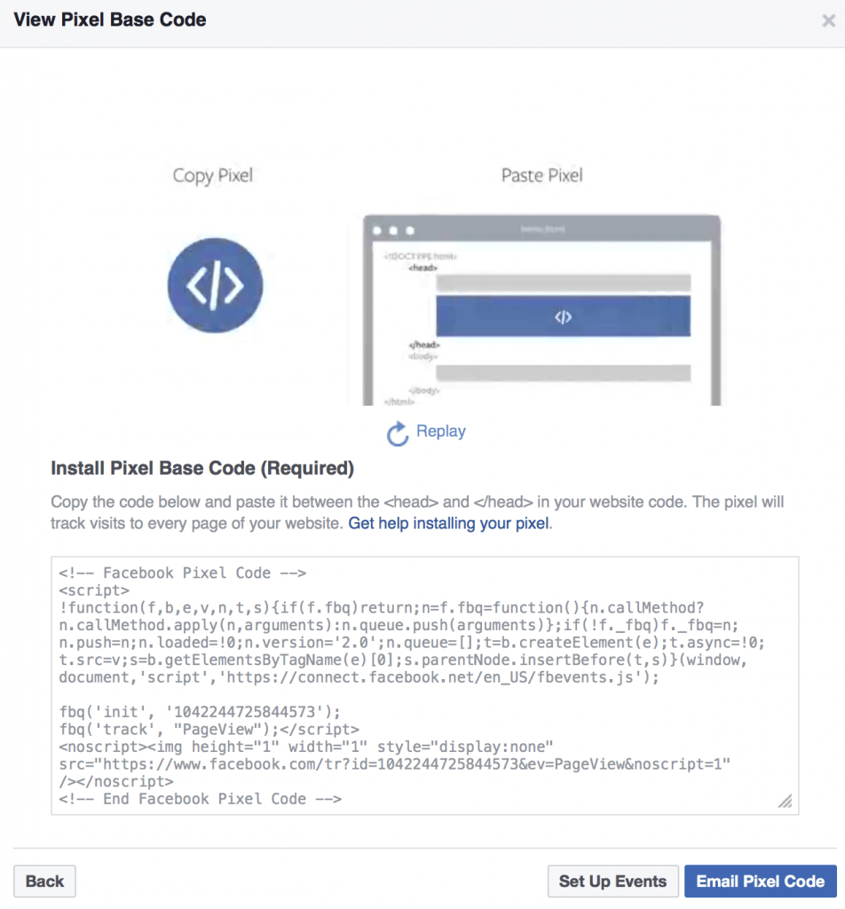 What is remarketing and how to configure it 16261788354008 Setting the Facebook pixel code