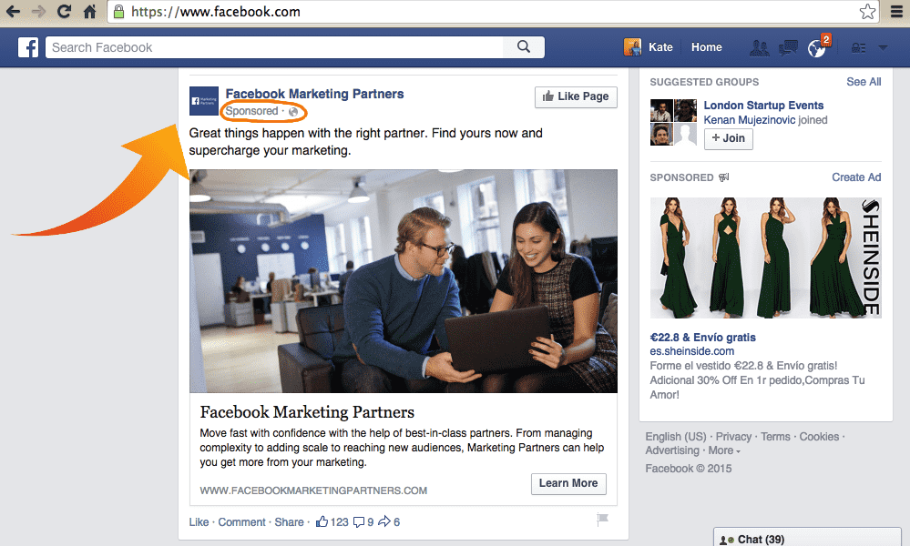 Facebook Targeted Advertising Example