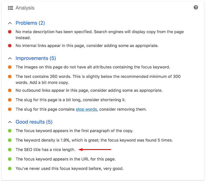 The Title meta tag in the Yoast SEO plugin for WordPress.
