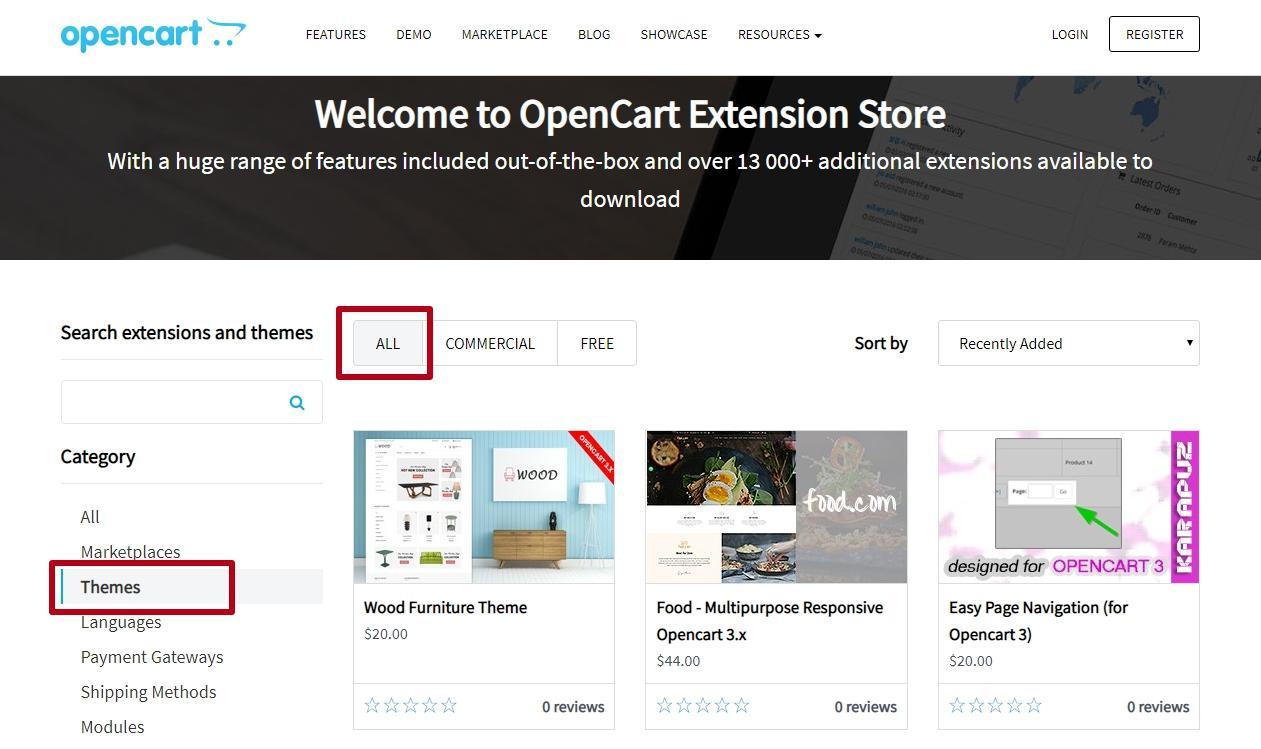 Free OpenCart templates and extensions