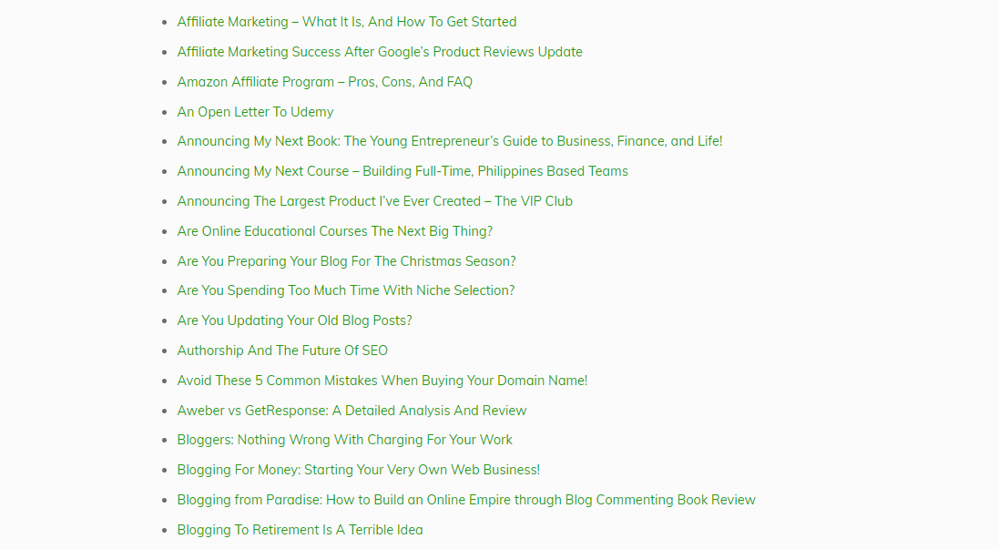 Blog posts in alphabetical order