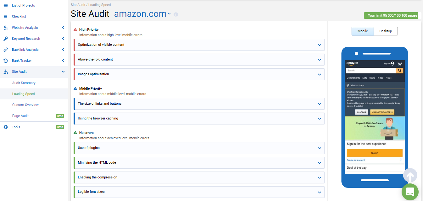 Website traffic loss audit and loading optimization